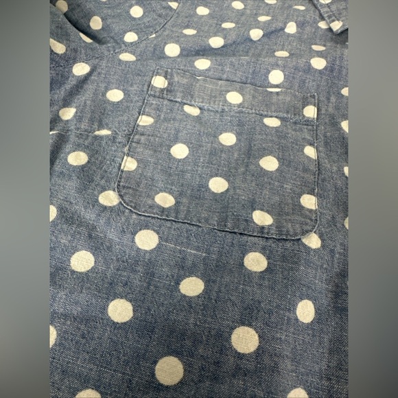 Tommy Hilfiger Sz M Blue & White Polka Dots Casual Button Up Shirt Short Sleeve - Picture 3 of 10